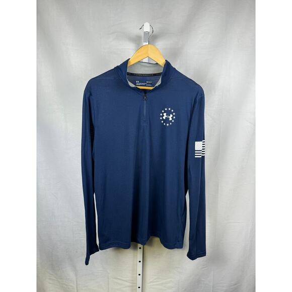 Under Armour ThreadBorne HeatGear USA Flag Long Sleeve Quarter Zip Large - Picture 1 of 4